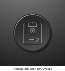 Medical Form Line Icon. Black Push-Button