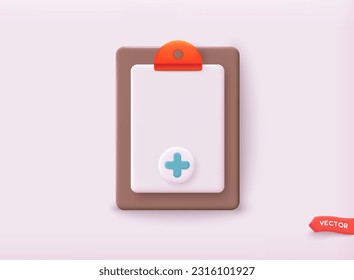 Medical form list icon. Healthcare, finance and medical service. 3D Web Vector Illustrations.