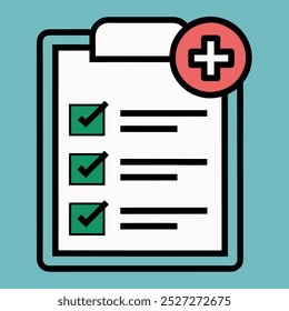 Medical form list with results data and approved check mark vector icon, line outline art clinical checklist document with checkbox symbol, insurance or medicine service sign, prescription record