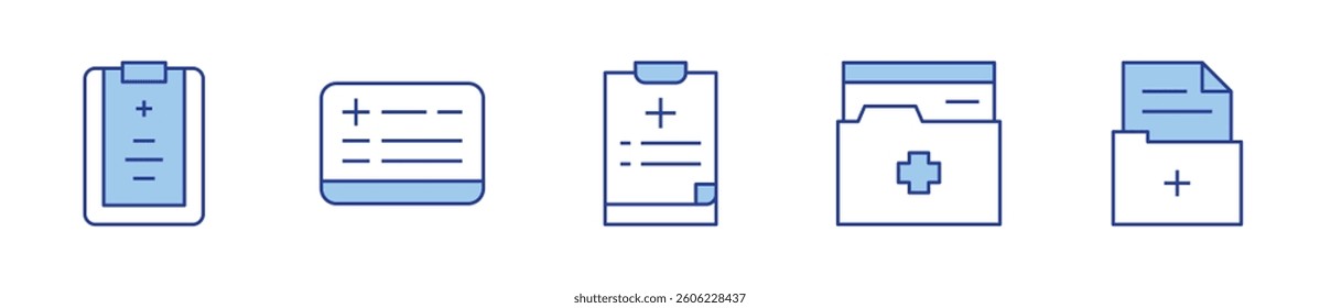 medical form, records, history, report, medical record. Medical Icon vector illustration. Line Duotone style. Editable stroke.