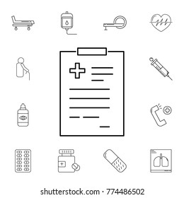 Medical forms, medical certificate line icon. Set of medicine tools icons. Web Icons Premium quality graphic design. Signs, outline symbols collection, simple icons on white background