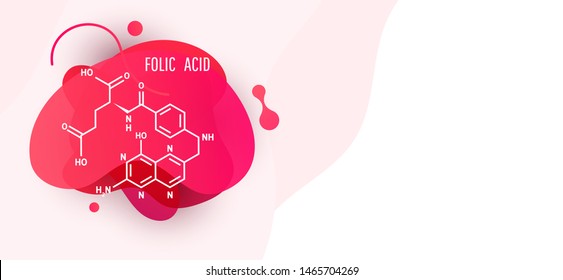 Medical formulas concept. Plastic liquid gradient waves forms a fluid gradient colorful dynamic design element with folic acid.