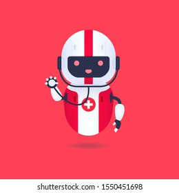 Medical friendly android robot with stethoscope. Robot doctor concept.