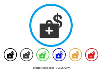 Medical Fund Case rounded icon. Vector illustration style is a flat iconic symbol inside a circle, with black, gray, green, blue, orange, red color versions. Designed for web and software interfaces.