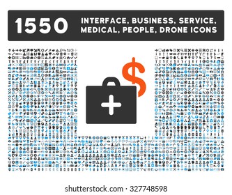 Medical Fund and other web interface, business tools, people poses, medical service vector icons. Style is flat symbols, bicolored, rounded angles, white background.