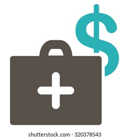 Medical Fund vector icon. Style is bicolor flat symbol, grey and cyan colors, rounded angles, white background.