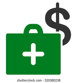 Medical Fund vector icon. Style is bicolor flat symbol, green and gray colors, rounded angles, white background.