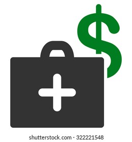 Medical Fund vector icon. Style is bi-color flat symbol, green and gray colors, rounded angles, white background.