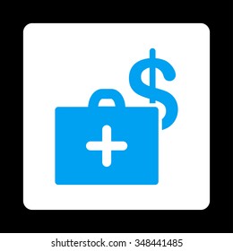Medical Fund vector icon. Style is flat rounded square button, blue and white colors, black background.