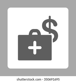 Medical Fund vector icon. Style is flat rounded square button, dark gray and white colors, silver background.