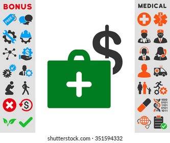 Medical Fund vector icon. Style is bicolor flat symbol, green and gray colors, rounded angles, white background.