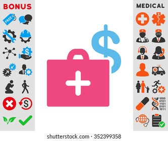 Medical Fund vector icon. Style is bicolor flat symbol, pink and blue colors, rounded angles, white background.