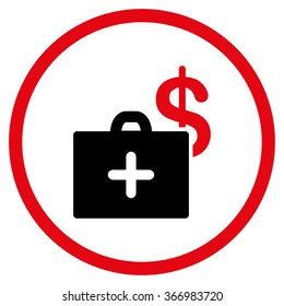 Medical Fund vector icon. Style is bicolor flat circled symbol, intensive red and black colors, rounded angles, white background.