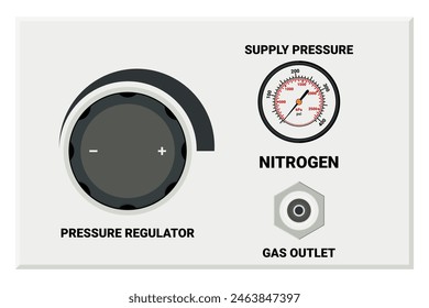 Medical Gas control panels regulate flow of gas in the hospital. Flat design