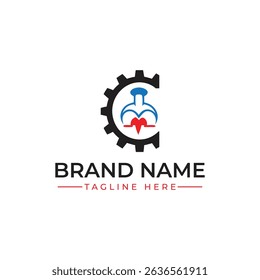 Medical Gear Logo Design – Healthcare Engineering Concept

