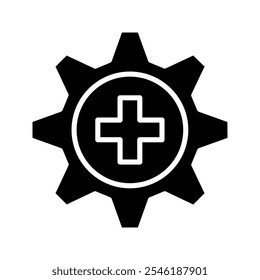 Medical Gear vector icon template. gear and cross health symbol. vector illustration on white background