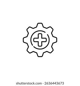Medical Gear vector icon template. gear and cross health symbol. vector illustration on white background
