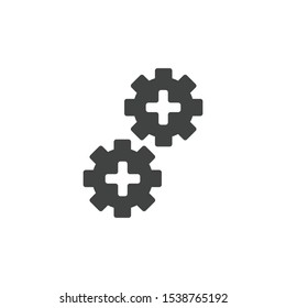 Medical gears icon isolated on white background. Healthcare symbol modern, simple, vector, icon for website design, mobile app, ui. Vector Illustration