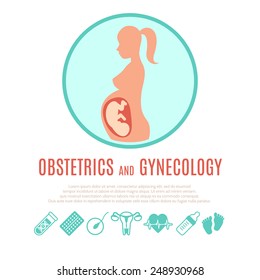 Medical genecology and obstetrics educational pregnancy development pictorial demonstration with infographic elements poster print abstract vector illustration svg