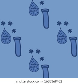 Medical Genetics. Seamless Pattern. Abstract Different Kinds of Viruses. Bacteria and germs, Abstract molecule Backdrop. Control and antiseptic Backdrop.  Virus Illustration.