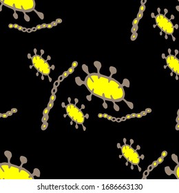 Medical Genetics. Seamless Pattern. Abstract Bacteria Biology Organisms. Microorganism disease causing Abstract molecule Backdrop. Control and antiseptic Background.  Bacteria Illustration.