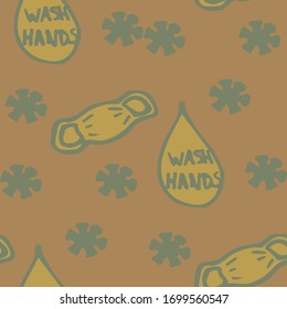 Medical Genetics. Seamless Pattern. Minimal Virus Infection Microorganism disease causing Flat Vector Illustration Background. Control and antiseptic Backdrop.  Bacteria Illustration.