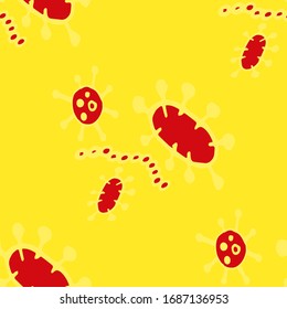 Genética médica. Vector sin problemas. Organismos de biología bacteriana abstracta. Bacterias y gérmenes, Fondo de Ilustración Vector Plano. Fondo antimoho desinfectante.  Ilustración bacteriana.