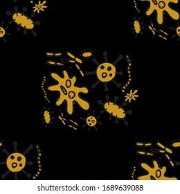 Medical Genetics. Seamless Vector. Abstract Ebola Epidemic Sick Bacteria and germs, Abstract molecule Background. Control and antiseptic Backdrop.  Bacteria Illustration.