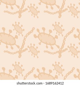 Medical Genetics. Seamless Vector. Minimal Bacteria Biology Organisms. Cell cancer, microbe, virus. Molecular structure Backdrop. Control and antiseptic Background.  Bacteria Illustration.