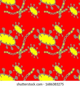 Medical Genetics. Seamless Vector. Simple Different Kinds of Viruses. Vector Illustration Flat Vector Illustration Background. Disinfectant anti mold Background.  Virus Illustration.