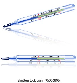 Medical glass mercury thermometer on white background. Rasterized version also available in portfolio.