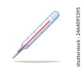 Medical glass mercury thermometer vector isolated on white background.