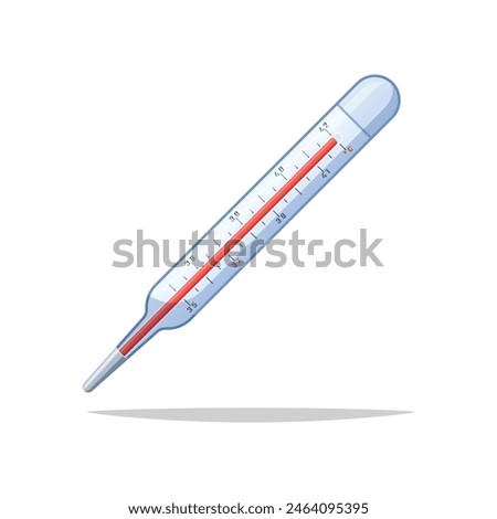 Medical glass mercury thermometer vector isolated on white background.