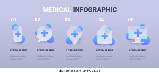 Anuncio de infografía de morfismo de vidrio médico. Ilustración vectorial