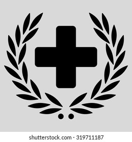 Medical Glory vector icon. Style is flat symbol, black color, rounded angles, light gray background.