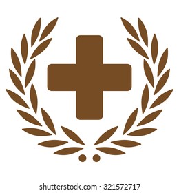 Medical Glory vector icon. Style is flat symbol, brown color, rounded angles, white background.