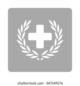 Medical Glory vector icon. Style is flat rounded square button, white and silver colors, white background.