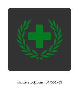 Medical Glory vector icon. Style is flat rounded square button, green and gray colors, white background.