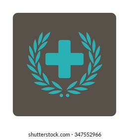 Medical Glory vector icon. Style is flat rounded square button, cyan and grey colors, white background.