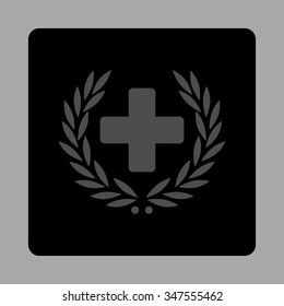 Medical Glory vector icon. Style is flat rounded square button, gray and black colors, silver background.