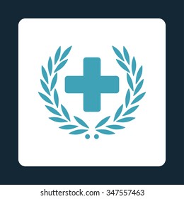 Medical Glory vector icon. Style is flat rounded square button, blue and white colors, dark blue background.