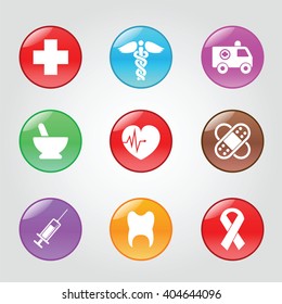 medical glossy buttons, vector web icons
