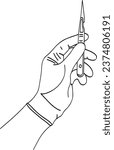 Medical Glove Holding Scalpel Icon - Vector Illustration for Healthcare Concepts, Vector Illustration of Hand in Medical Glove Holding a Scalpel - Healthcare Theme