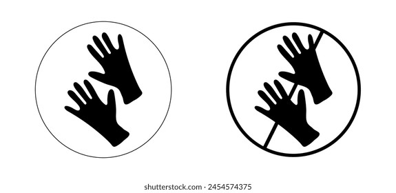 Medical gloves icon in linear black and white style. Design element for medical procedures, posters, website. Vector graphics 