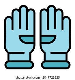 Medical gloves icon. Outline medical gloves vector icon color flat isolated