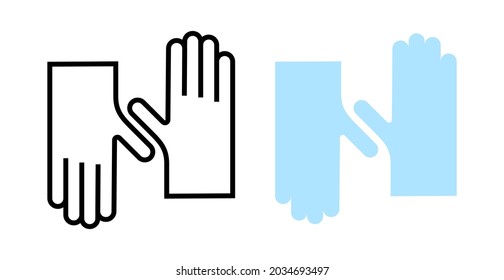 Medical gloves icon. Vector simple glove illustration. Latex gloves symbol. Gloves against viruses and bacteria. Precaution icon. Vector illustration flat design. Isolated on white background.