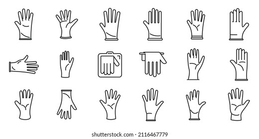 Medical gloves icons set outline vector. Care clinic. Doctor medicine