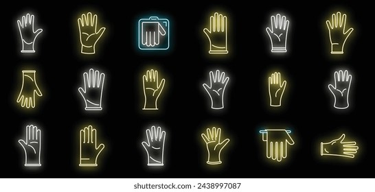 Medical gloves icons set outline vector. Care clinic. Doctor medicine neon color isolated