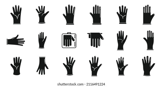 Medical gloves icons set simple vector. Care clinic. Doctor medicine