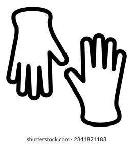 Icono de línea de guantes médicos, concepto de salud, signo de guante de látex quirúrgico sobre fondo blanco, icono de guantes de goma protectores en estilo para diseño web. Gráficos vectoriales.